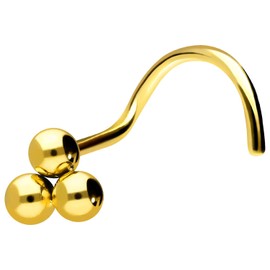 PIERCINGLINE Titanium Spiral Nose Piercing | 3 Balls | Nose Stud | Choice of Colours, Titanium