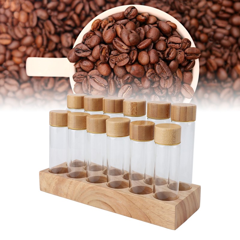 Coffee Bean Storage Tube Glass Coffee Bean Cellar with Wooden