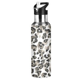 JUMBEAR Beautiful Sexy Animal Leopard Print Water Bottle Acuum Insulated Stainless Steel Leakproof Wide Mouth Kettle with Straw Lid for Fitness Gym Outdoor Sports