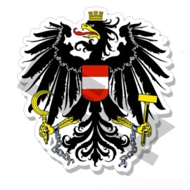 Wrapped in Skins Austria Coat of Arms Vinyl Stickers - Indoor Outdoor Austrian Crest Emblem Flag - 3" wide / 4 pack