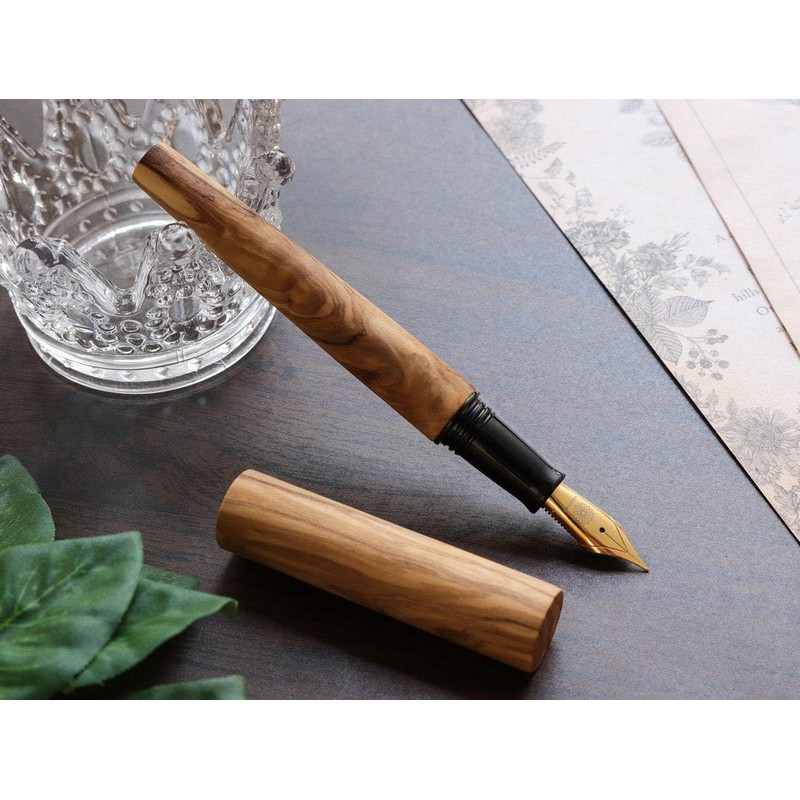 WANCHER World Tree Fountain Pen, Olive Wood Axis, Carefully Selected