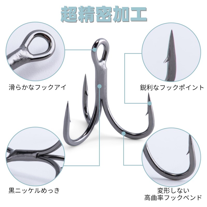Goture Triple Hook Treble Hook with Hook Sharpener, Black Nickel