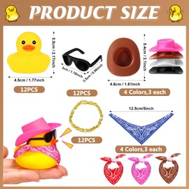 Guidre Cowboy Rubber Duck, Cowboy Duck, Cowboy Rubber Duck with Cowboy Hat, Sunglasses, Golden Chains, Neckerchief and Cool Prop, Cowboy Duck Decoration for Party Gifts, Birthdays, Baby Shower