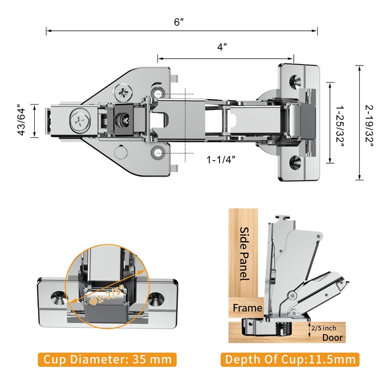 Chibery 2 Pack 165 Degree Lazy Susan Hinge, Face Frame,