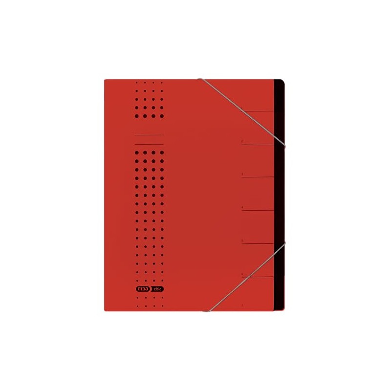Elba 42495RO Organiser File Elasticated Pages 1-7 Cardboard Red