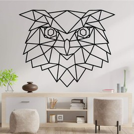 22x27 inches Geometric Owl Room Wall Decal - Vinyl Animal Decorations for Boy Room Shop Office Bedroom Living Room - Polygonal Abstract Art Stickers Décor SMGE43