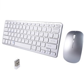 Wireless Bluetooth Keyboard and Mouse Combo – Rechargeable, Quiet Operation, 3-Device Switching – Perfect for Home Office, Gaming, and Travel,Compatible with Windows, Mac, Android (Silver)
