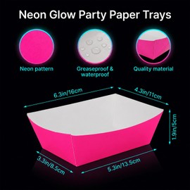 100 Pcs Colorful Paper Food Boat, Disposable Neon Paper Food Trays Durable Stackable Neon Snack Boats for Foods Buffet, Snack, BBQ, Popcorn, Hot Dog, Party (4 Colors)