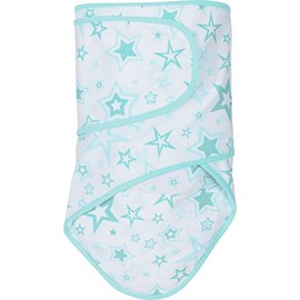Miracle Blanket Baby Sleep Wearable Swaddle Wrap for Newborn Infant Boy or Girl 0-3 Months, Aqua Stars
