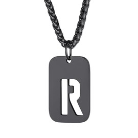 Richsteel Pendant for Men Women Letter A to Z Necklace Name Chain Partner Chain Alpahbet Jewellery with Gift Box for Birthday Party, Stainless Steel