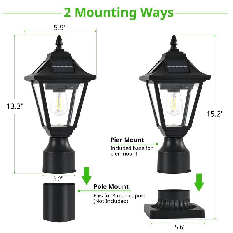 TPSHPTS Solar Post Lights, Outdoor Solar Lamp Post Light with
