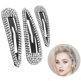 LilaLemon 3Pcs Rhinestone Hair Clips,Bling Crystal Hair Barrettes Glitter French Barrettes, Metal Snap Duckbill Hairpins, Party Valentine's Day Hair Accessories for Women Girls