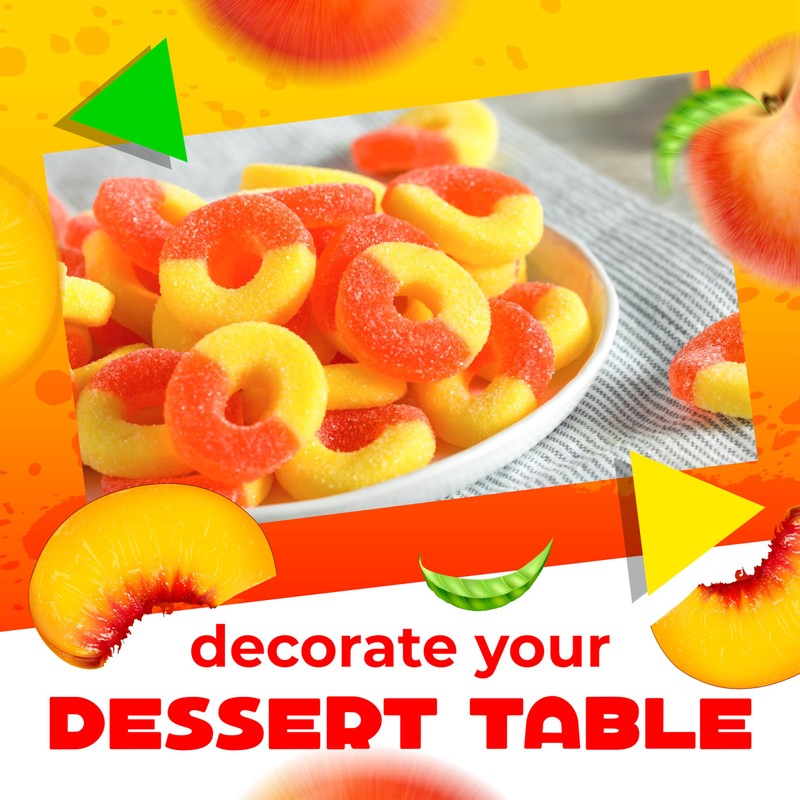 Peach Rings Gummy Candy, Sour and Sweet Sugar-Dusted Treat (5