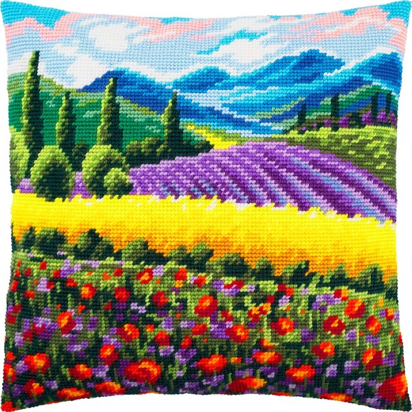 Provence. Needlepoint Kit. Throw Pillow 16×16 Inches. Printed Tapestry Canvas, European Quality