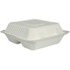 Abena Compostable Bagasse Clam Shell to-Go Containers Hinged Lid, 9"x