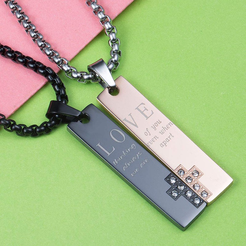 Wolentty His and Hers Couple Necklace Stainless Steel Distance Couples