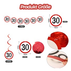 30th Birthday Men Women Decoration Set, Traffic Sign Swirl 30th Birthday Decoration Garland Banner, Streamers Decoration 30th Birthday Man Woman, Spirals Birthday Decoration for Anniversary 30s