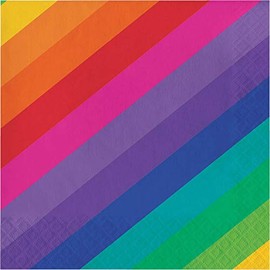 Creative Converting 665972 Rainbow Stripes Lunch 3-Ply Paper Napkins, Multicolor, 6.5", 16 Ct.
