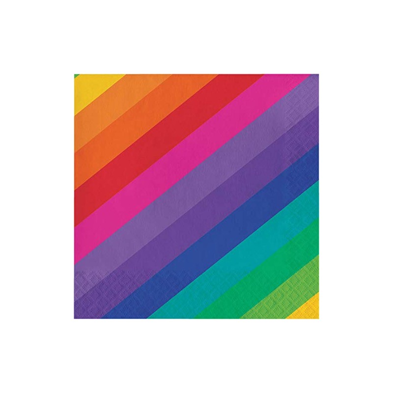 Creative Converting 665972 Rainbow Stripes Lunch 3-Ply Paper Napkins, Multicolor,