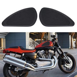 Motorcycle Tank Protector, KIMISS 2 Pieces Motorcycle Tank Pad ABS Anti-Slip Traction Pad Gas Tank Sticker Protector for Retro Motorcycle (Swarchz), Brown / black (optional)