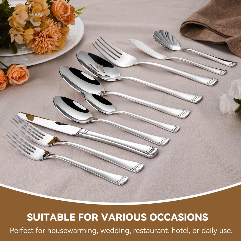 45 Pieces Flatware Set for 8, 18/10 Stainless Steel Heavy
