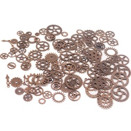 Gutapo Antiqued Metal Skeleton Retro Steampunk Wheel Cog Watch Gear Set Handmade (Copper 150g)