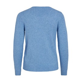 Vila Women's Viril V-Neck L/S Knit Top Noos, Blissful Blue