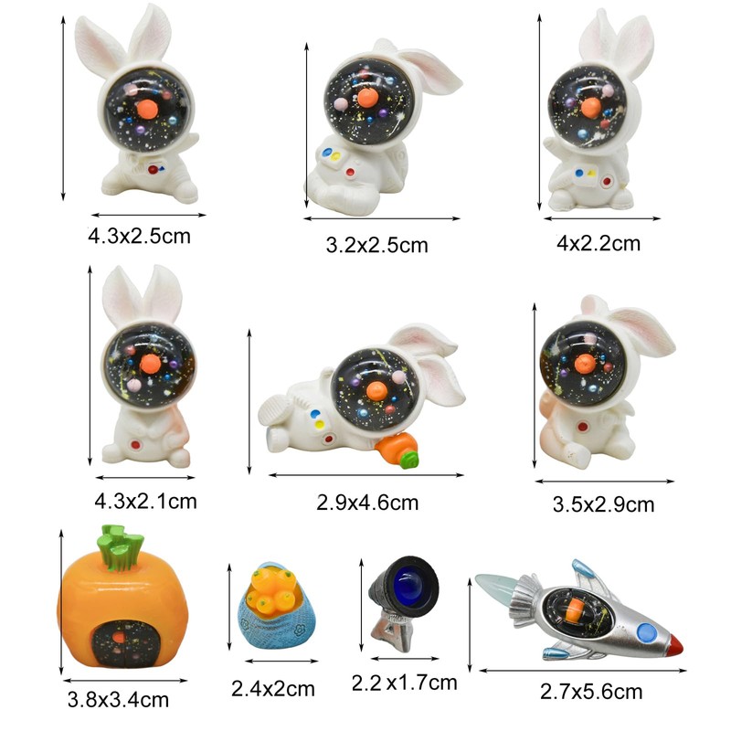 10 pcs Astronaut Object Astronaut Figurine Mini Rabbit Astronaut Rogat