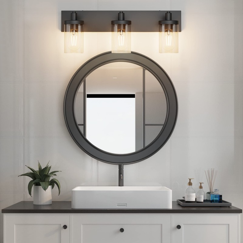 Aipsun Black Vanity Light for Bathroom 3 Light Farmhouse Bathroom