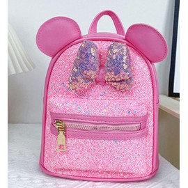 YONNEHE Toddler Girls Bling Glitter Bowknot Backpack Kindergarten Preschool Mini Backpack Kids Children Satchel Purses Daypack (pink)