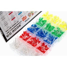 CO-RODE 450pcs 5mm LED Light Emitting Diodes Led Lamp Assorted Kit (White Blue Red Yellow Green)