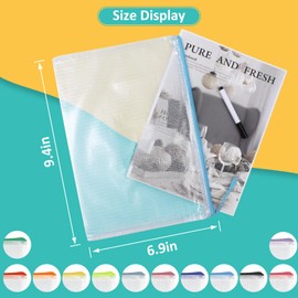 YOPCDJ 12pcs Mesh Zipper Pouch Bags, A5 Puzzle Bag (12 Colors, 12 Packs) for Organizing, Classroom Must Have Storage Bag, File Bags for School, Board Games and Office Supplies