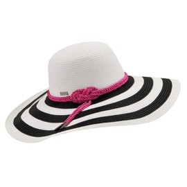 Betmar Demetria Floppy Hat Straw Hat Women's Hat Summer Hat Sun Hat Garden Hat, white-black, Unit size