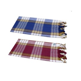 Dufte Momente 2 x Peshtemal "Hammam Towel" Classic Checked Blue and Red – Approx. 80 x 180 cm – 80% Cotton, 20% Polyester
