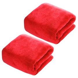 MOCNT Pack of 2 Microfibre Cloths 450 GSM Microfibre Car Cleaning Cloths Quick Dry Towel Car Cleaning Shower Towels Bath Towels Absorbent 40 cm x 60 cm Red