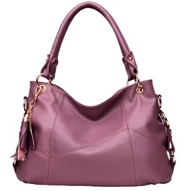 FiveloveTwo Women's Top-Handle Hobo Bag Shoulder Satchel Handbag Tote Purse Light Purple