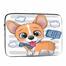 Nicokee Laptop Sleeve Bag 15 15.4 15.6 Inch,Cute Cartoon Dog Corgi Protective Polyester Computer Cases Laptop Cover Briefcase Bag Tablet Travel Cover