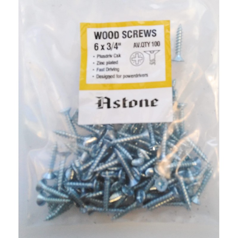 Astone Bright zinc Wood Screw Mini Packs (100, 6 X