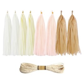 20 Pieces Tissue Paper Tassels Party Tassel Garlands Wedding Banners Birthday Banners Streamers Baby Shower Garland Streamers with 13ft String White Beige Brown Peach