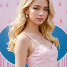 BriLove Wedding Jewelry for Women Teardrop CZ Infinity Figure 8 Y-Necklace Tennis Bracelet Dangle Earrings Set Pink Tourmaline Color Silver-Tone