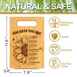 Christian Cutting board Gifts for Women, Inspirational Religious Gifts for Women Christian, Unique Sunflower Decor Bamboo Cutting Board Gifts for Daughter, Bestie, Mother, Sister, BFF