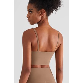 altiland Cami Sports Bra Tank Tops for Women Workout Yoga Athletic Exercise Crop Tops Brami (Cacao Brown, Large)