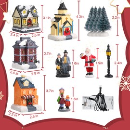 Christmas Village Sets Christmas Village Display LED Lights with Figurines Battery-Operated Christmas Village Houses Table Home Garden Indoor Room Decor- Collectible Buildings (12 Pcs)