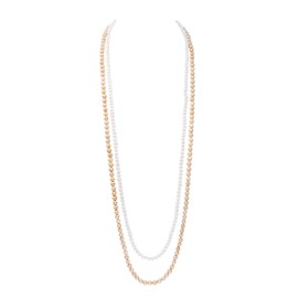 Oriente Pacific - Juego de collares de Perlas cultivadas largos (Blanca y Champagne)