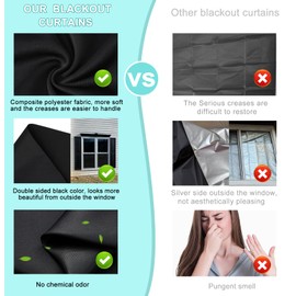100% Blackout Curtains with Strong Magnets,Magnetic Black Out Window Cover Blackout Shades,Soft Fabric Cuttable No Drilling or Tools, Window Blinds for Bedroom,Nursery,Media Room RV (118 x 57 Inch)