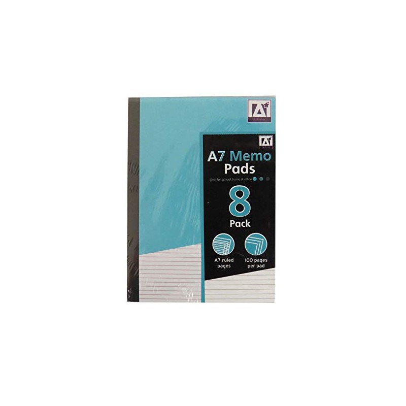 A7 Memo Notepads, Pack of 8 - Each 100 Pages,