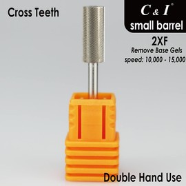 C & I Small Barrel Nail Drill Bits, Professional Electric File for Manicure Drill Machine, Nail Gels Remove, 3/32” (Double Fine -2XF)