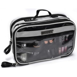 Masirs Cosmetic Toiletry Travel Bag - Zippered Pockets will Keep Cosmetics and Toiletries Organized while Traveling. Portable Hanging Shower Caddy Insert with Mesh Pockets and Toothbrush Holder.