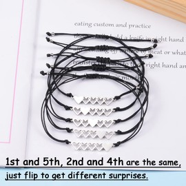 GBTBYS 5 Sisters Bracelets Jewelry Matching Heart Best Friend Friendship Bff Distance Bestie Bracelets Set Sisters Gifts from Sisters for 5 Big Middle Little Younger Sister Girls Women Birthday Gifts