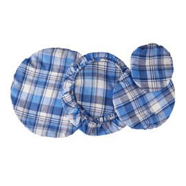 INYOWAKI 100% Pure Linen Bowl Covers For Bread Proofing, 4 Pcs Elastic Reusable Checked Cloth Fabric Bowl Covers, XL Washable Large Stretch Sourdough Lids, 6 * 8 * 10 * 12 Inches -Ocean Blue Plaid